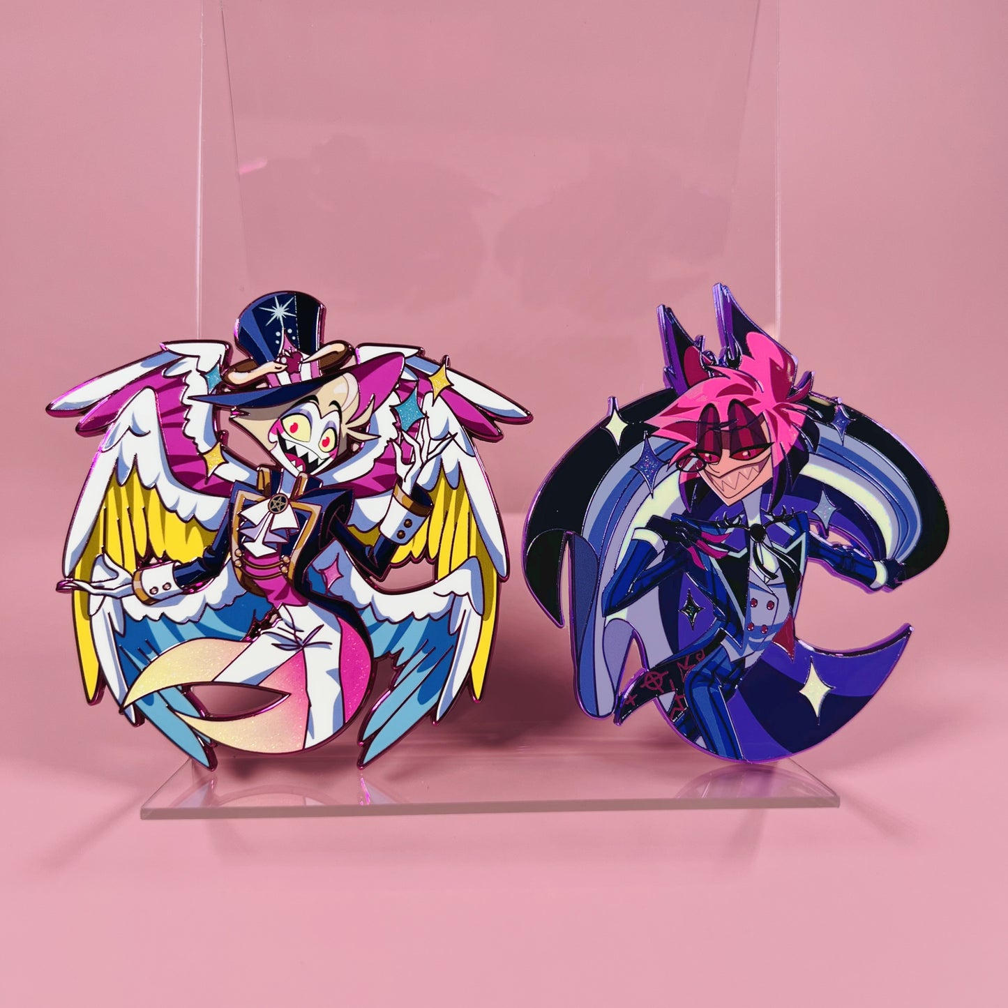 Hazbin Alastor and Lucifer Pride Enamel Pins