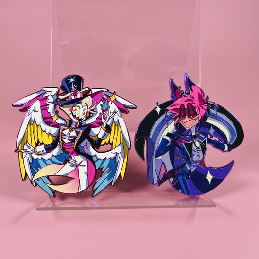Hazbin Alastor and Lucifer Pride Enamel Pins
